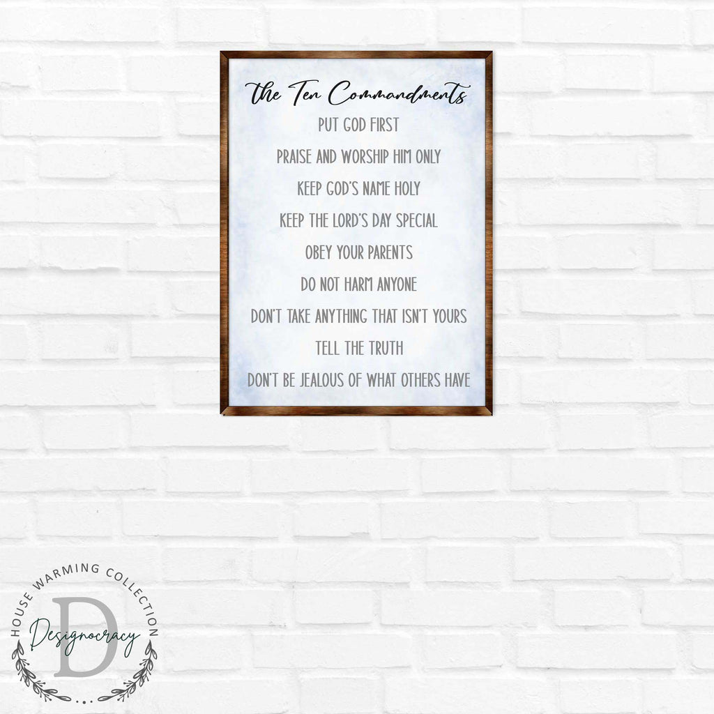 The Ten Commandments - Wooden Religious wall art - living room wall decor Christian wall art - Scripture sign - Bible Verse - Bible quotes - 310344